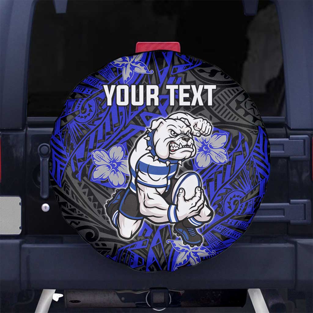 Personalised Canterbury-Bankstown Bulldogs Spare Tire Cover Polynesian Tribal Pattern With Rugby Bulldog Mascot Art
