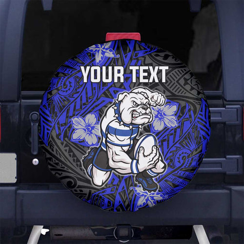 Personalised Canterbury-Bankstown Bulldogs Spare Tire Cover Polynesian Tribal Pattern With Rugby Bulldog Mascot Art