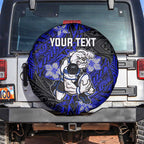 Personalised Canterbury-Bankstown Bulldogs Spare Tire Cover Polynesian Tribal Pattern With Rugby Bulldog Mascot Art