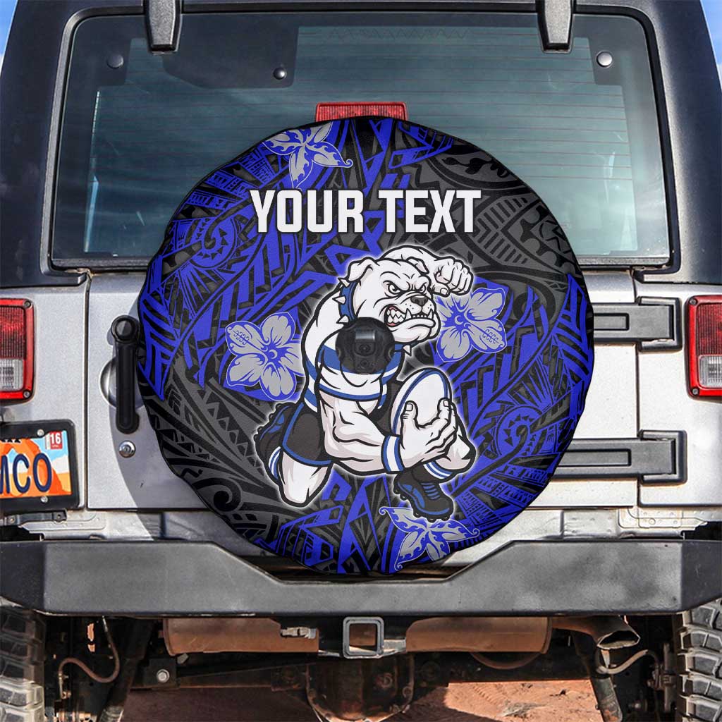 Personalised Canterbury-Bankstown Bulldogs Spare Tire Cover Polynesian Tribal Pattern With Rugby Bulldog Mascot Art