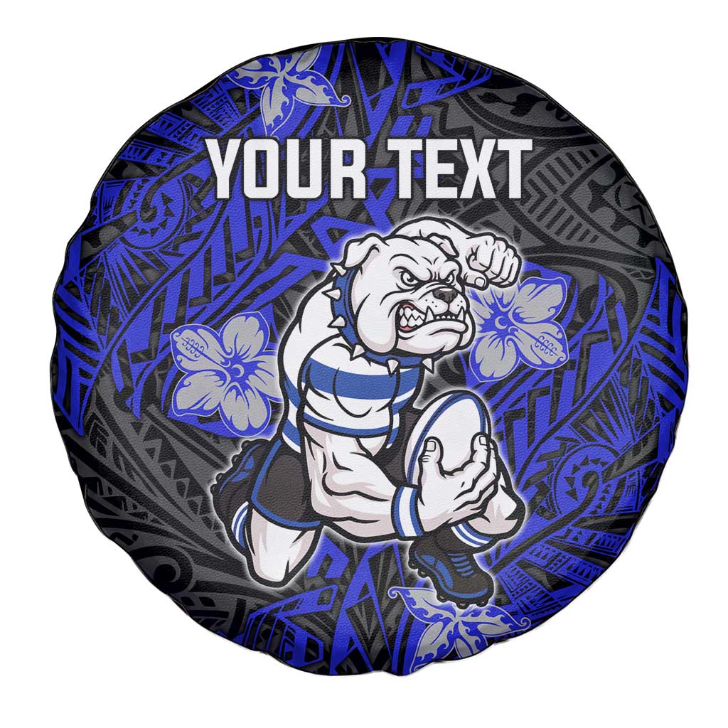 Personalised Canterbury-Bankstown Bulldogs Spare Tire Cover Polynesian Tribal Pattern With Rugby Bulldog Mascot Art