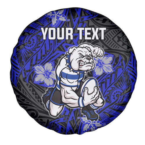 Personalised Canterbury-Bankstown Bulldogs Spare Tire Cover Polynesian Tribal Pattern With Rugby Bulldog Mascot Art