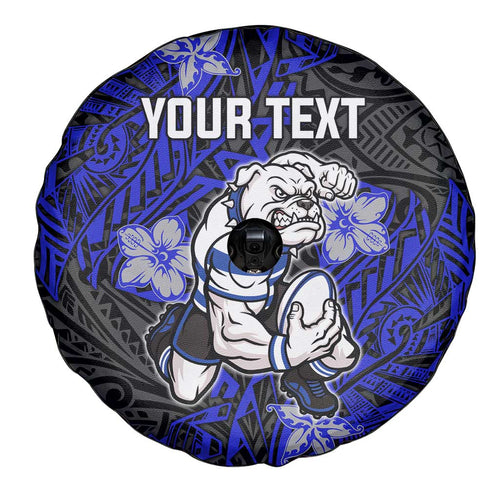 Personalised Canterbury-Bankstown Bulldogs Spare Tire Cover Polynesian Tribal Pattern With Rugby Bulldog Mascot Art