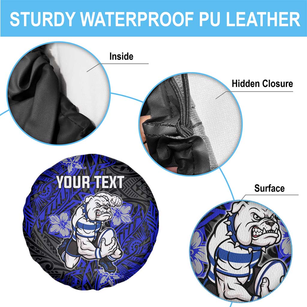Personalised Canterbury-Bankstown Bulldogs Spare Tire Cover Polynesian Tribal Pattern With Rugby Bulldog Mascot Art