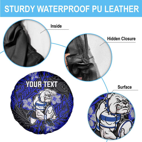 Personalised Canterbury-Bankstown Bulldogs Spare Tire Cover Polynesian Tribal Pattern With Rugby Bulldog Mascot Art