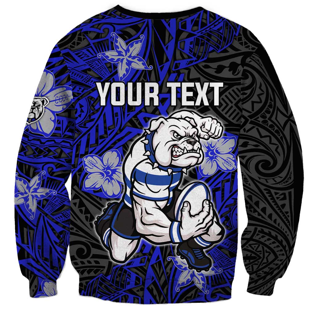 Personalised Canterbury-Bankstown Bulldogs Sweatshirt Polynesian Tribal Pattern With Rugby Bulldog Mascot Art