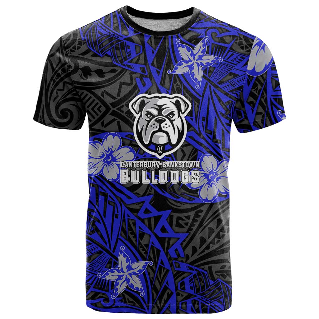 Personalised Canterbury-Bankstown Bulldogs T Shirt Polynesian Tribal Pattern With Rugby Bulldog Mascot Art