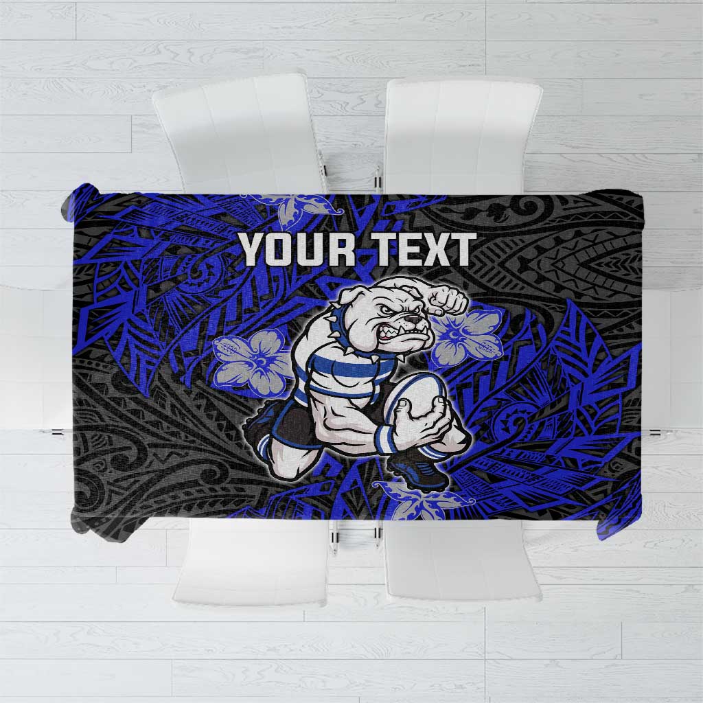 Personalised Canterbury-Bankstown Bulldogs Tablecloth Polynesian Tribal Pattern With Rugby Bulldog Mascot Art