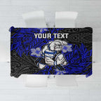 Personalised Canterbury-Bankstown Bulldogs Tablecloth Polynesian Tribal Pattern With Rugby Bulldog Mascot Art