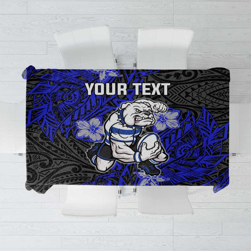 Personalised Canterbury-Bankstown Bulldogs Tablecloth Polynesian Tribal Pattern With Rugby Bulldog Mascot Art