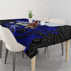 Personalised Canterbury-Bankstown Bulldogs Tablecloth Polynesian Tribal Pattern With Rugby Bulldog Mascot Art