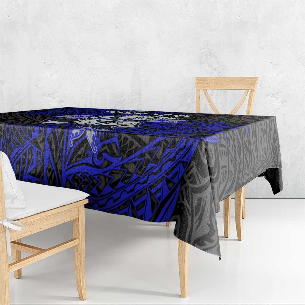 Personalised Canterbury-Bankstown Bulldogs Tablecloth Polynesian Tribal Pattern With Rugby Bulldog Mascot Art