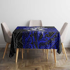 Personalised Canterbury-Bankstown Bulldogs Tablecloth Polynesian Tribal Pattern With Rugby Bulldog Mascot Art