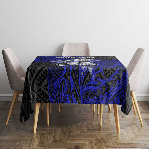 Personalised Canterbury-Bankstown Bulldogs Tablecloth Polynesian Tribal Pattern With Rugby Bulldog Mascot Art