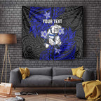 Personalised Canterbury-Bankstown Bulldogs Tapestry Polynesian Tribal Pattern With Rugby Bulldog Mascot Art