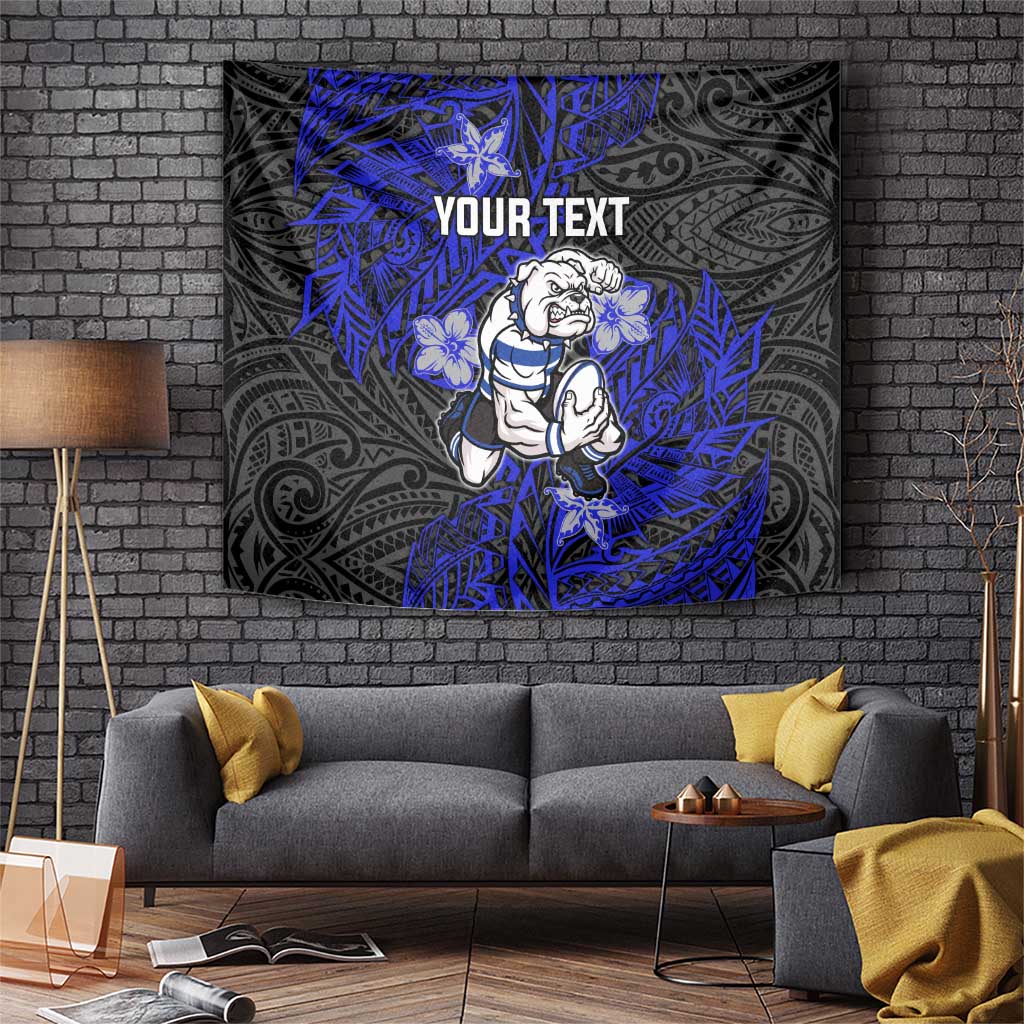 Personalised Canterbury-Bankstown Bulldogs Tapestry Polynesian Tribal Pattern With Rugby Bulldog Mascot Art