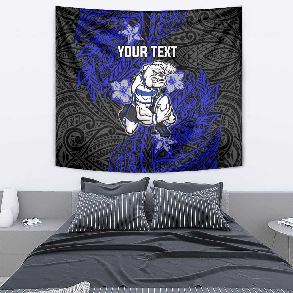 Personalised Canterbury-Bankstown Bulldogs Tapestry Polynesian Tribal Pattern With Rugby Bulldog Mascot Art