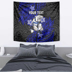 Personalised Canterbury-Bankstown Bulldogs Tapestry Polynesian Tribal Pattern With Rugby Bulldog Mascot Art