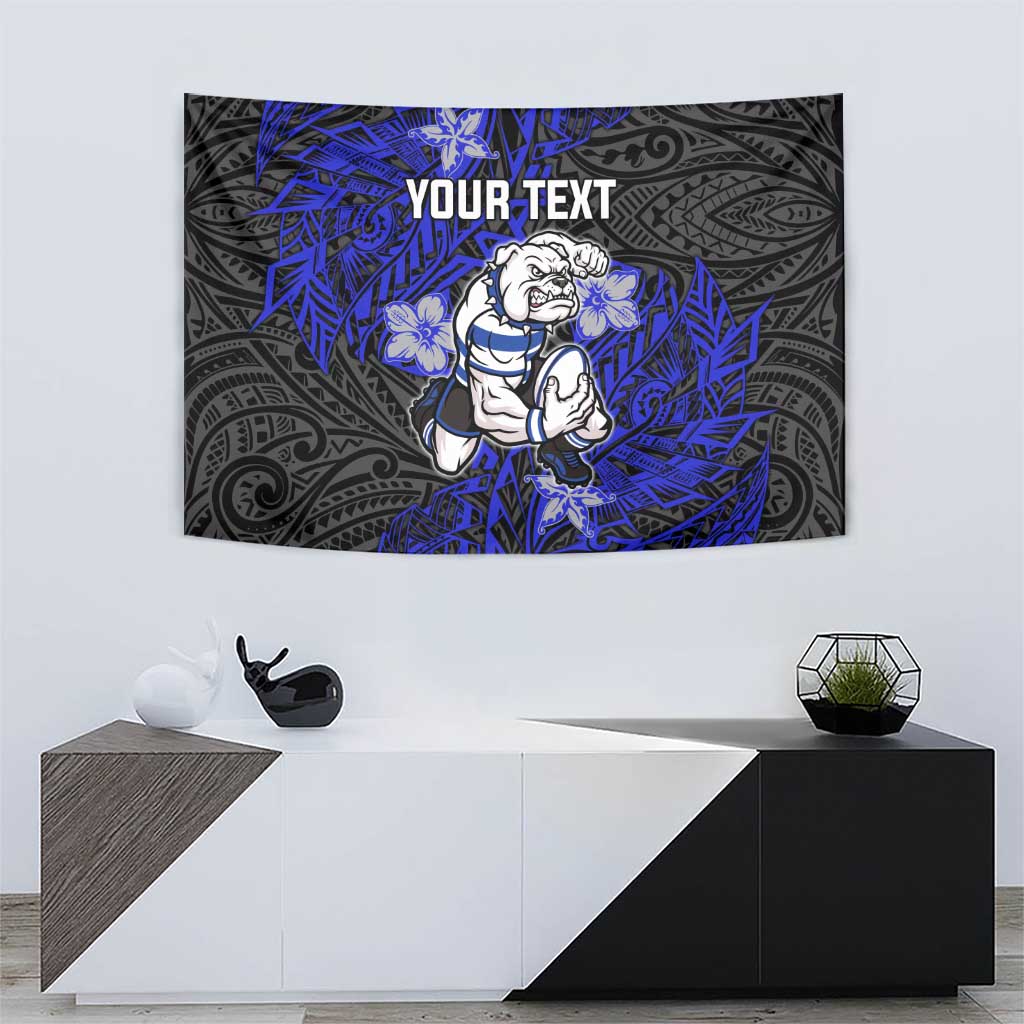 Personalised Canterbury-Bankstown Bulldogs Tapestry Polynesian Tribal Pattern With Rugby Bulldog Mascot Art