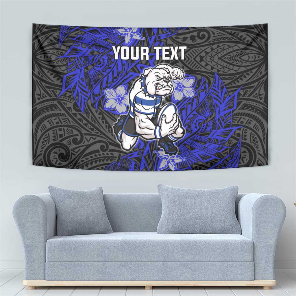 Personalised Canterbury-Bankstown Bulldogs Tapestry Polynesian Tribal Pattern With Rugby Bulldog Mascot Art