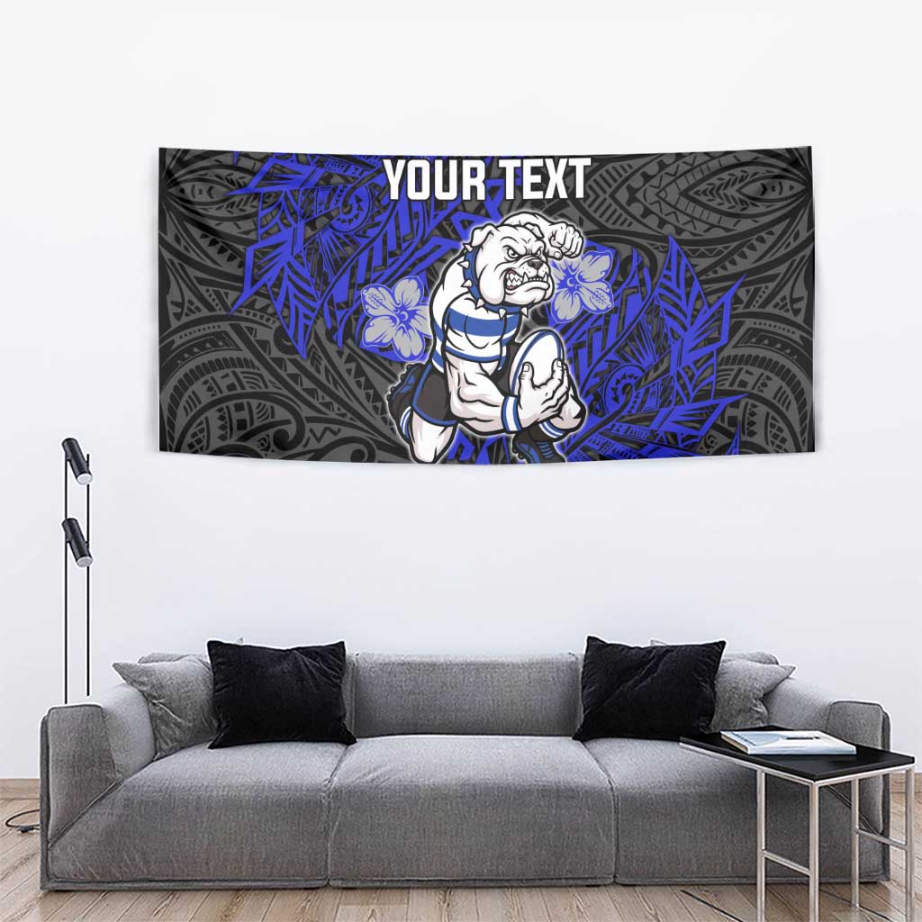 Personalised Canterbury-Bankstown Bulldogs Tapestry Polynesian Tribal Pattern With Rugby Bulldog Mascot Art