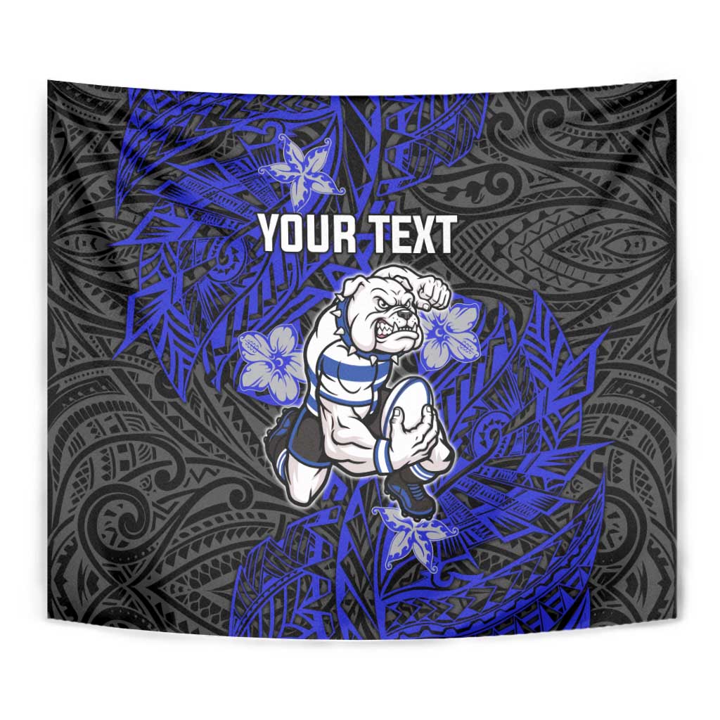 Personalised Canterbury-Bankstown Bulldogs Tapestry Polynesian Tribal Pattern With Rugby Bulldog Mascot Art