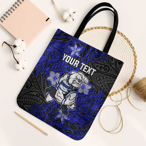 Personalised Canterbury-Bankstown Bulldogs Tote Bag Polynesian Tribal Pattern With Rugby Bulldog Mascot Art