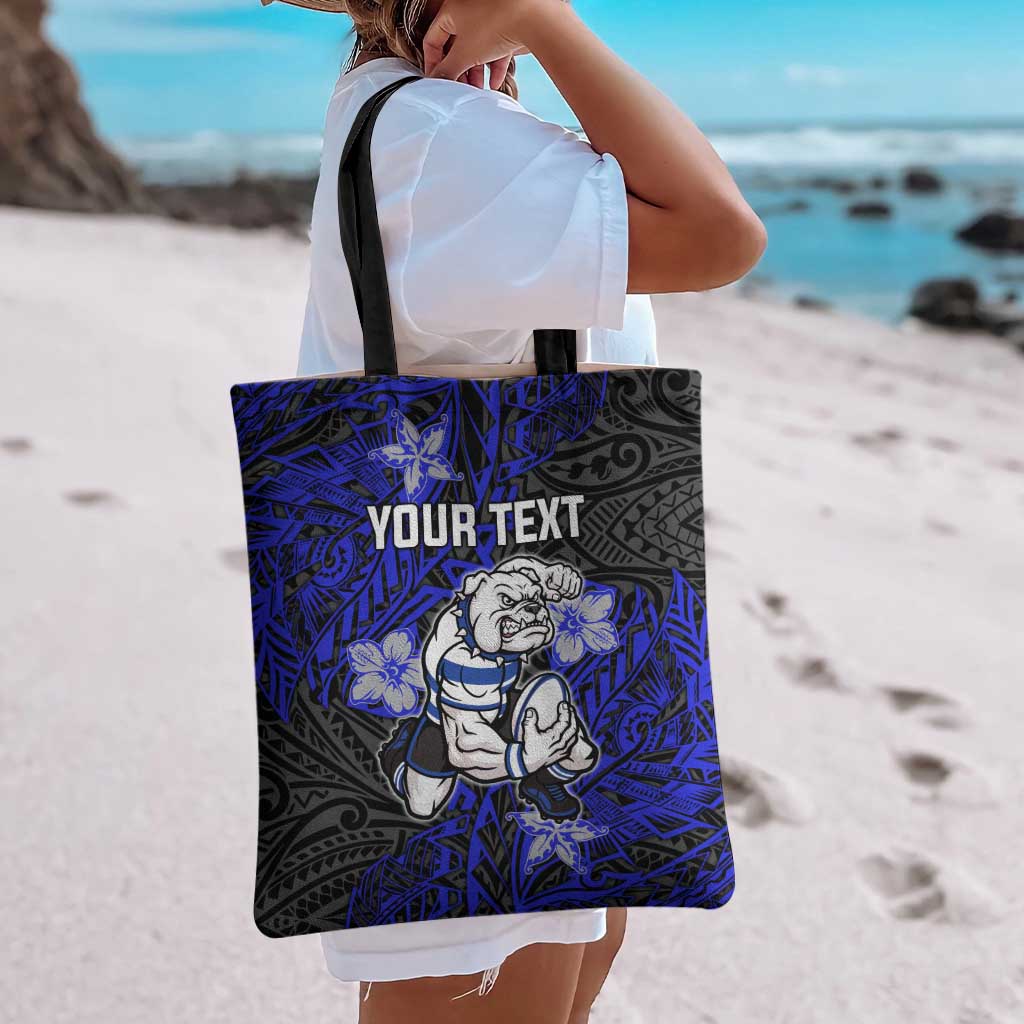 Personalised Canterbury-Bankstown Bulldogs Tote Bag Polynesian Tribal Pattern With Rugby Bulldog Mascot Art