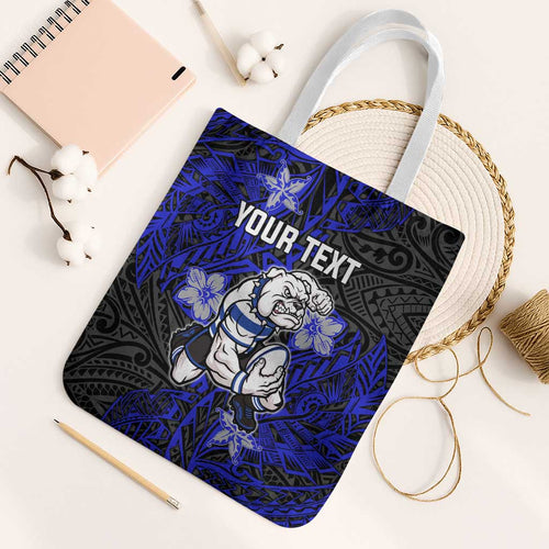 Personalised Canterbury-Bankstown Bulldogs Tote Bag Polynesian Tribal Pattern With Rugby Bulldog Mascot Art