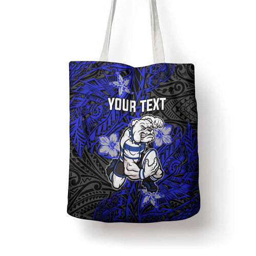 Personalised Canterbury-Bankstown Bulldogs Tote Bag Polynesian Tribal Pattern With Rugby Bulldog Mascot Art