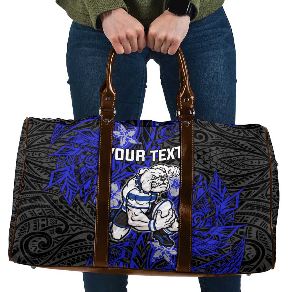Personalised Canterbury-Bankstown Bulldogs Travel Bag Polynesian Tribal Pattern With Rugby Bulldog Mascot Art