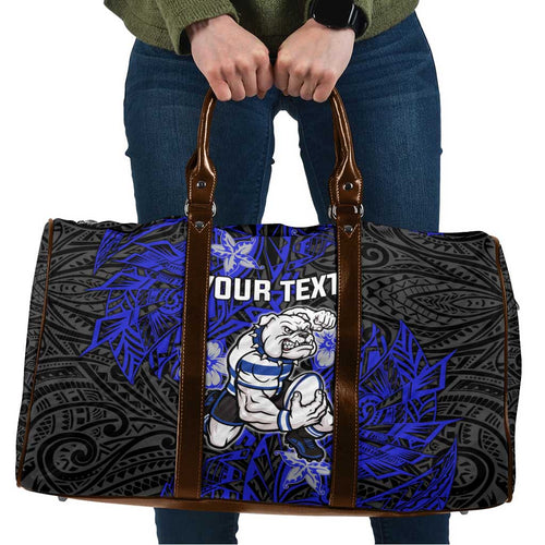 Personalised Canterbury-Bankstown Bulldogs Travel Bag Polynesian Tribal Pattern With Rugby Bulldog Mascot Art