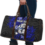 Personalised Canterbury-Bankstown Bulldogs Travel Bag Polynesian Tribal Pattern With Rugby Bulldog Mascot Art
