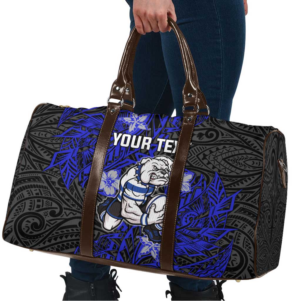 Personalised Canterbury-Bankstown Bulldogs Travel Bag Polynesian Tribal Pattern With Rugby Bulldog Mascot Art