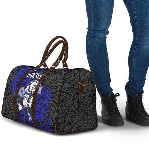 Personalised Canterbury-Bankstown Bulldogs Travel Bag Polynesian Tribal Pattern With Rugby Bulldog Mascot Art