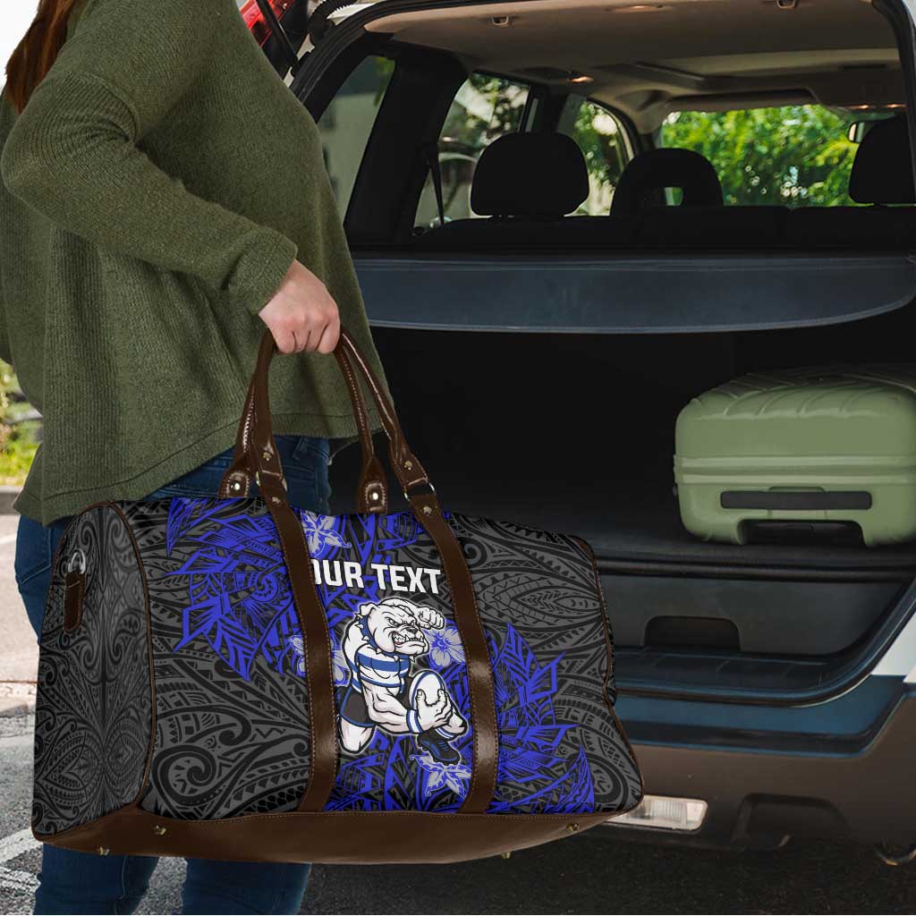 Personalised Canterbury-Bankstown Bulldogs Travel Bag Polynesian Tribal Pattern With Rugby Bulldog Mascot Art