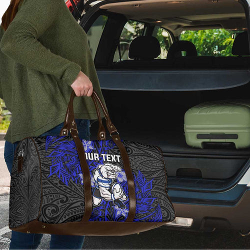 Personalised Canterbury-Bankstown Bulldogs Travel Bag Polynesian Tribal Pattern With Rugby Bulldog Mascot Art