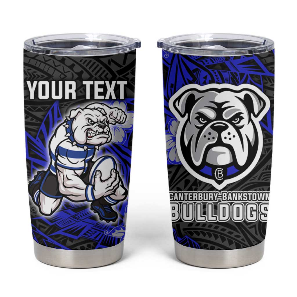 Personalised Canterbury-Bankstown Bulldogs Tumbler Cup Polynesian Tribal Pattern With Rugby Bulldog Mascot Art
