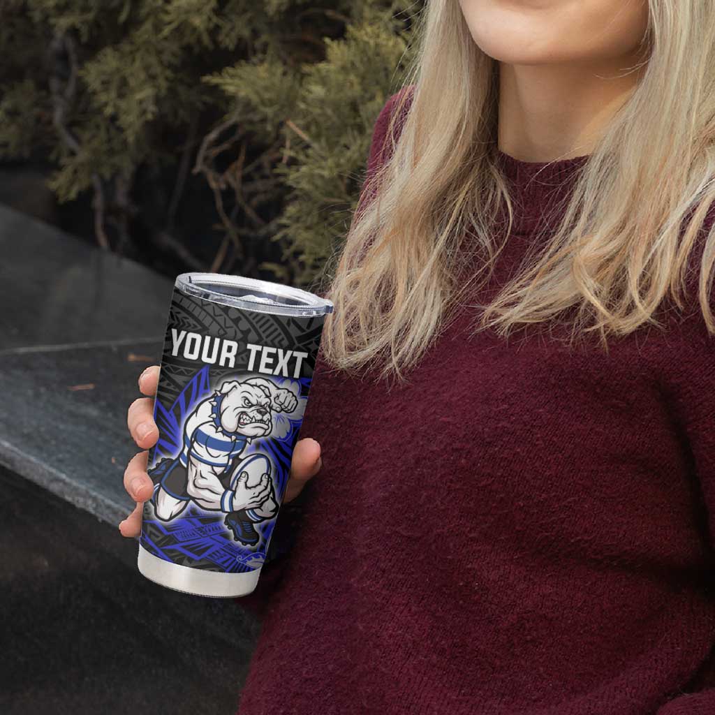 Personalised Canterbury-Bankstown Bulldogs Tumbler Cup Polynesian Tribal Pattern With Rugby Bulldog Mascot Art