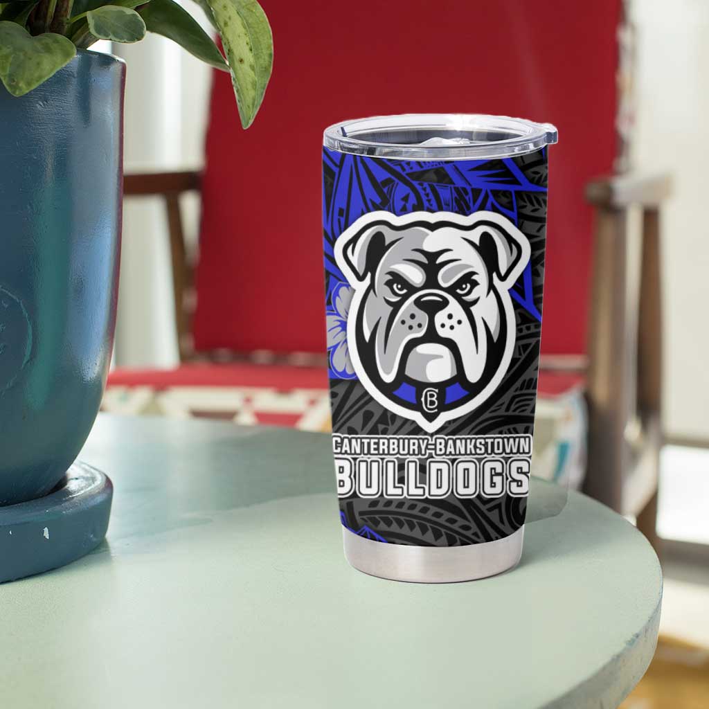 Personalised Canterbury-Bankstown Bulldogs Tumbler Cup Polynesian Tribal Pattern With Rugby Bulldog Mascot Art