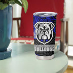 Personalised Canterbury-Bankstown Bulldogs Tumbler Cup Polynesian Tribal Pattern With Rugby Bulldog Mascot Art