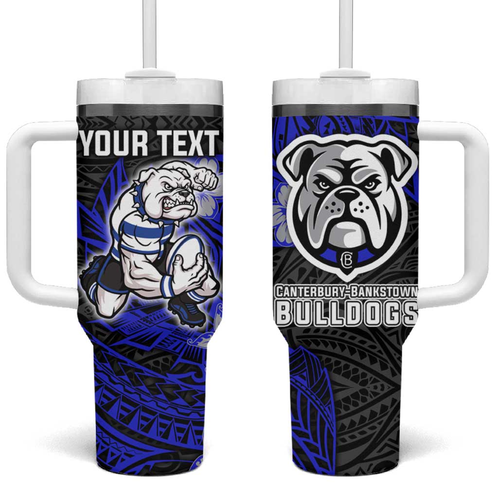 Personalised Canterbury-Bankstown Bulldogs Tumbler With Handle Polynesian Tribal Pattern With Rugby Bulldog Mascot Art
