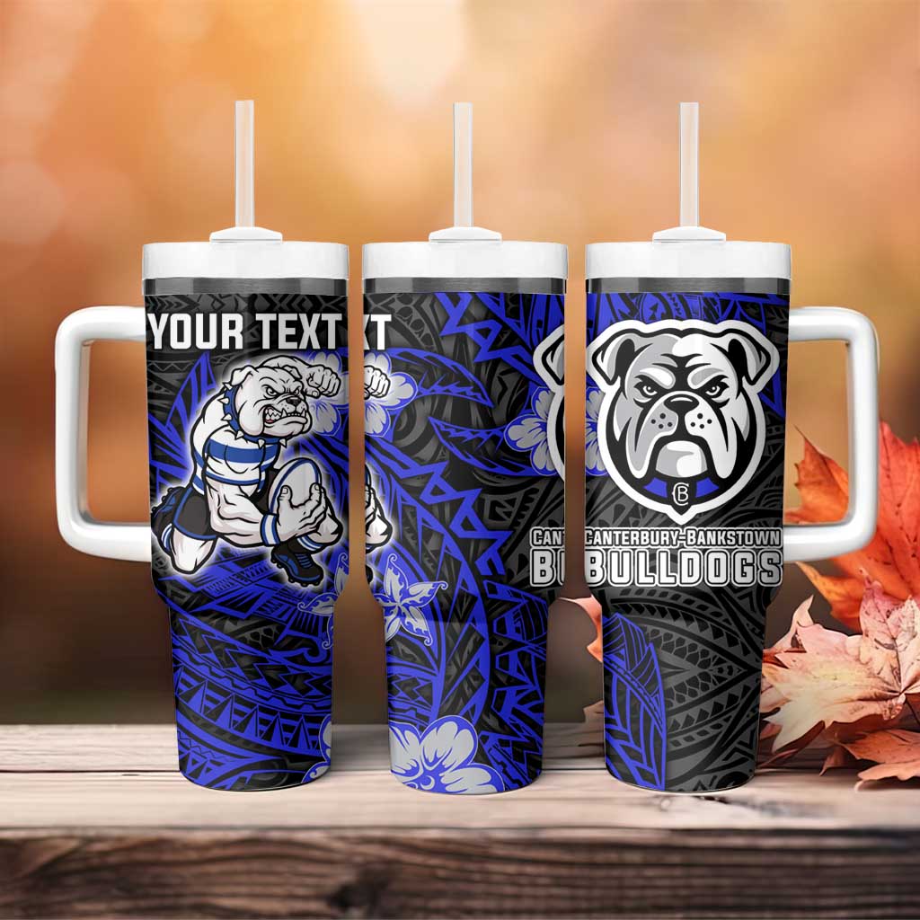 Personalised Canterbury-Bankstown Bulldogs Tumbler With Handle Polynesian Tribal Pattern With Rugby Bulldog Mascot Art
