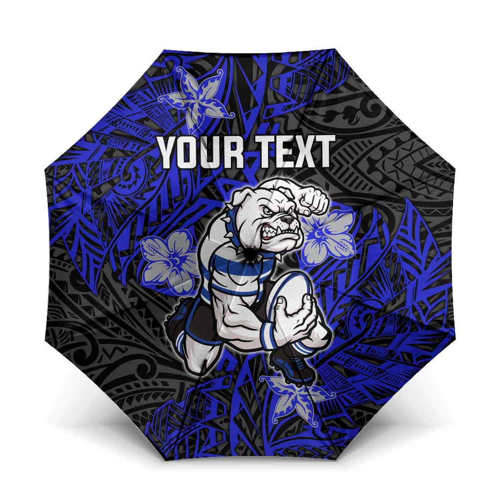 Personalised Canterbury-Bankstown Bulldogs Umbrella Polynesian Tribal Pattern With Rugby Bulldog Mascot Art