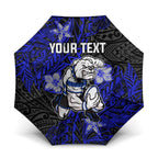 Personalised Canterbury-Bankstown Bulldogs Umbrella Polynesian Tribal Pattern With Rugby Bulldog Mascot Art