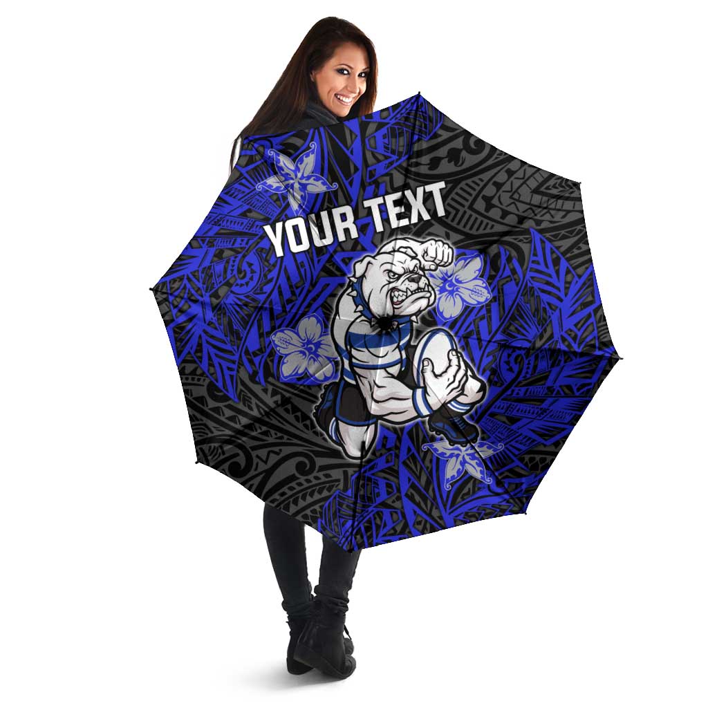 Personalised Canterbury-Bankstown Bulldogs Umbrella Polynesian Tribal Pattern With Rugby Bulldog Mascot Art