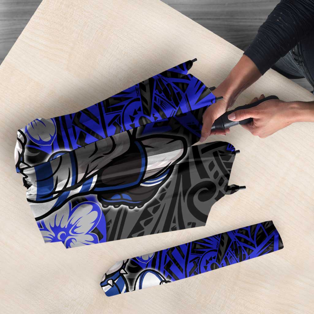 Personalised Canterbury-Bankstown Bulldogs Umbrella Polynesian Tribal Pattern With Rugby Bulldog Mascot Art