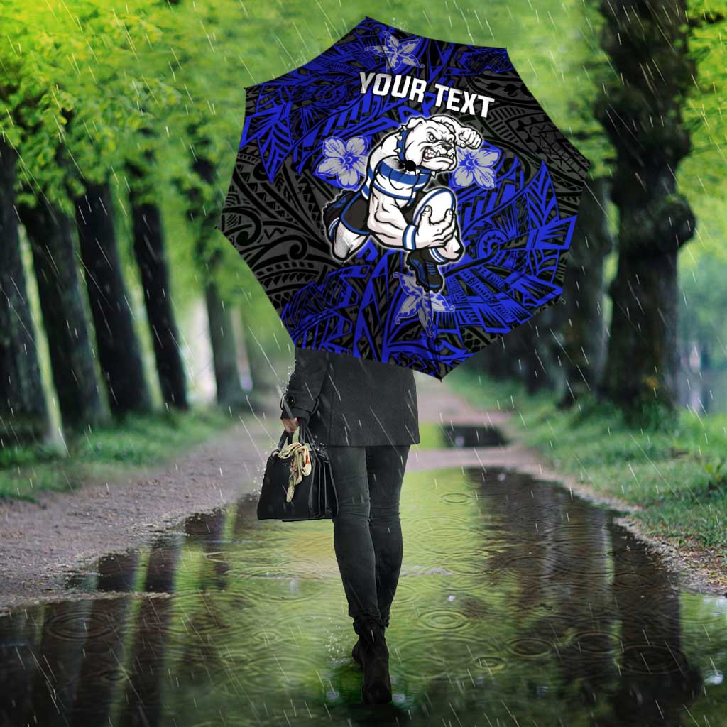 Personalised Canterbury-Bankstown Bulldogs Umbrella Polynesian Tribal Pattern With Rugby Bulldog Mascot Art