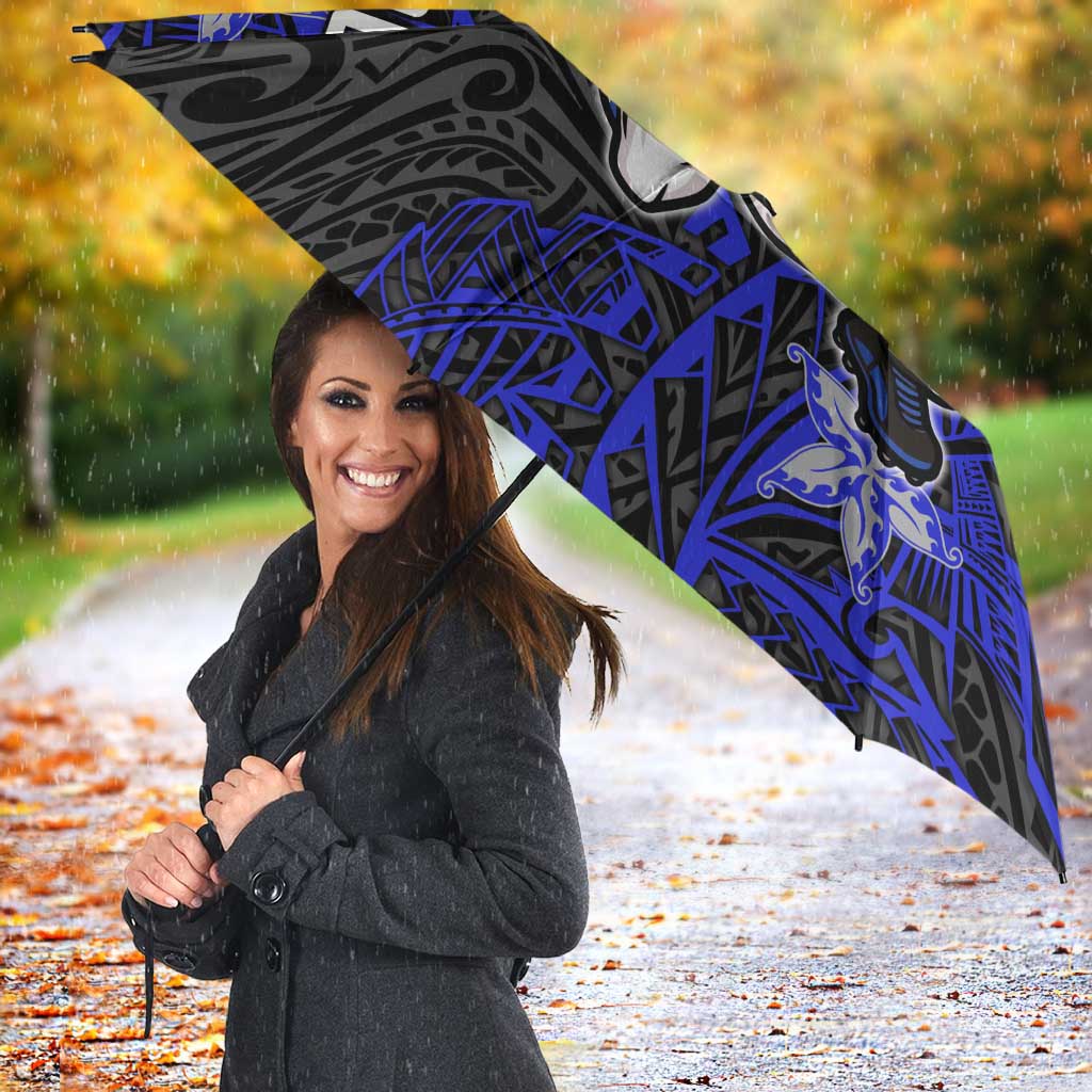 Personalised Canterbury-Bankstown Bulldogs Umbrella Polynesian Tribal Pattern With Rugby Bulldog Mascot Art