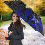 Personalised Canterbury-Bankstown Bulldogs Umbrella Polynesian Tribal Pattern With Rugby Bulldog Mascot Art